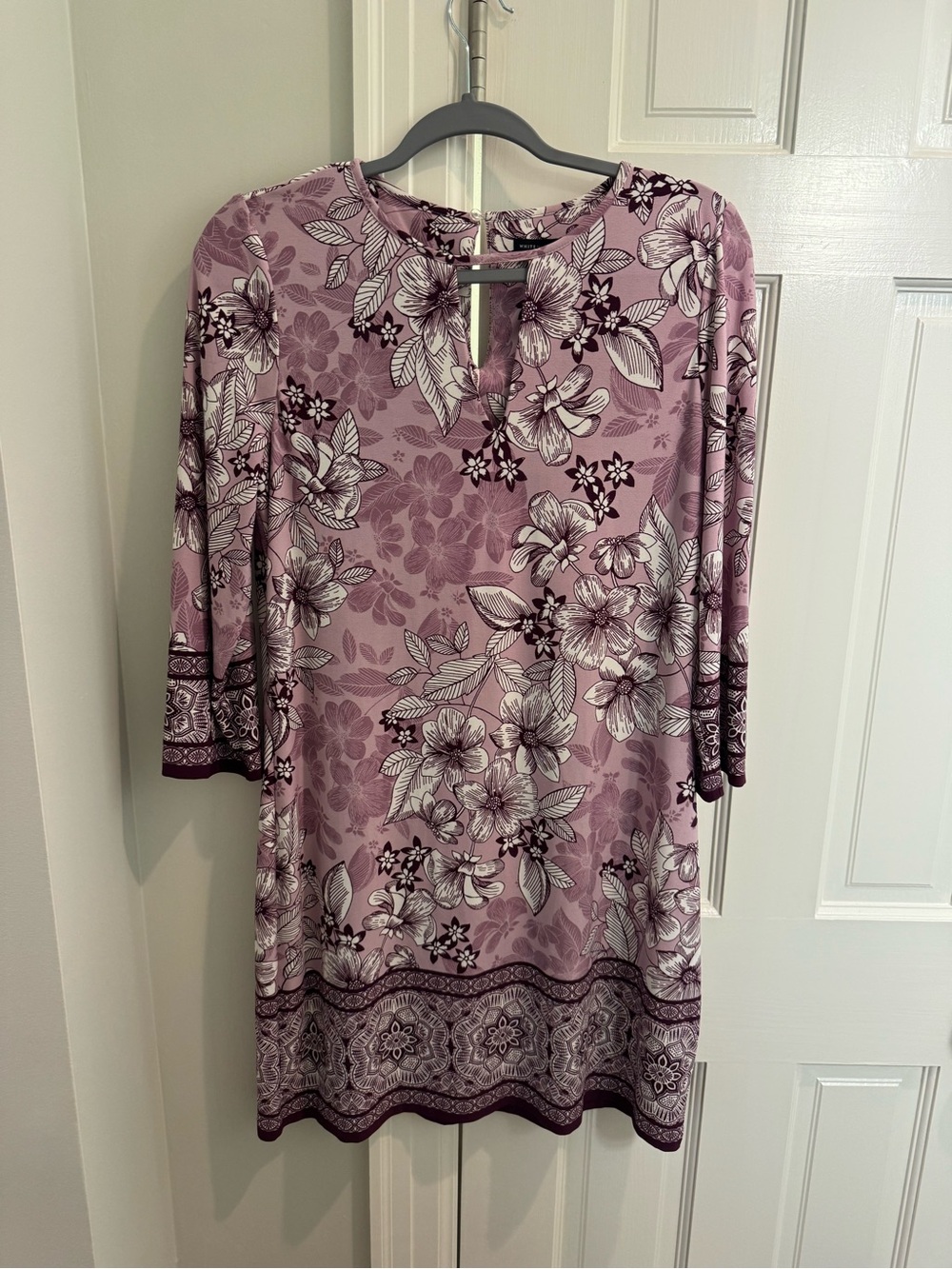 Floral Keyhole Tunic Dress - Mauve Pink